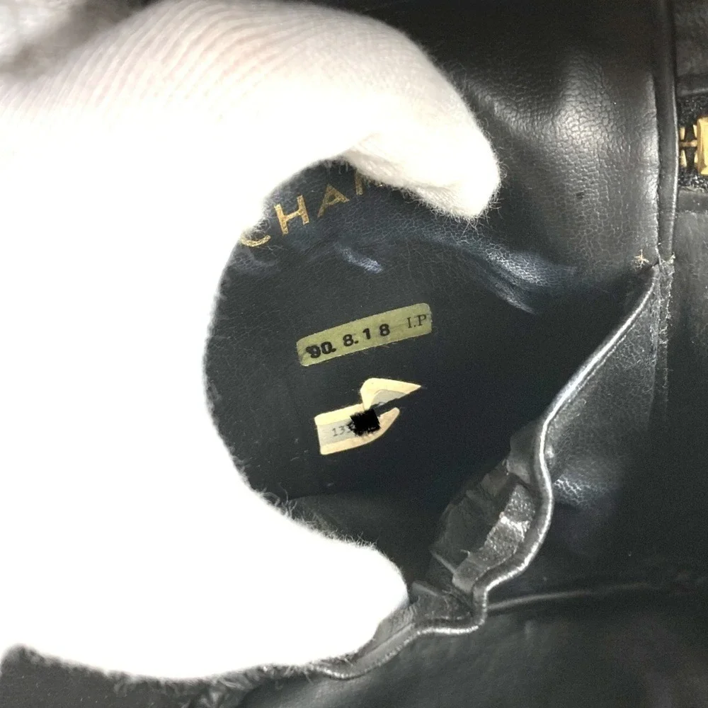 CHANEL Black Leather Logo Pouch